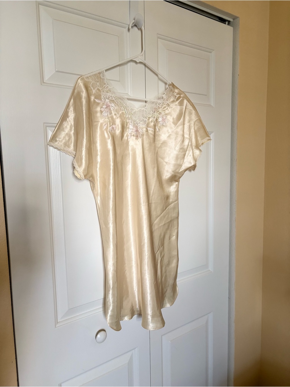 Butter yellow vintage satin mini dress nighty size S